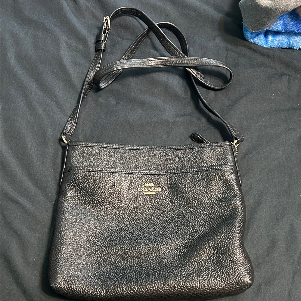 Coach Black Pebbled Leather Shoulder Bag